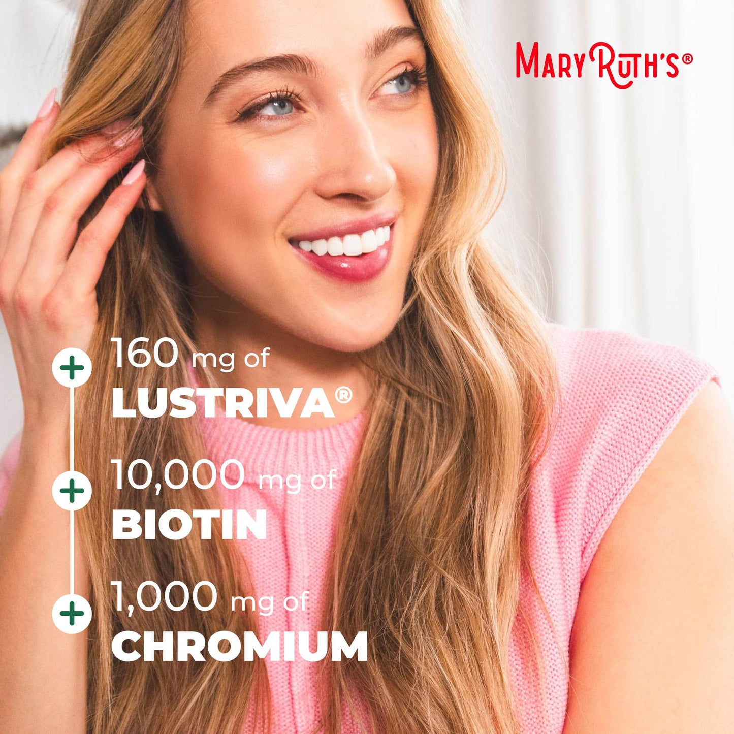 MARYRUTH'S Liquid Multivitamin + Hair Growth | Clinically Tested in Women for Thicker Hair & Facial Wrinkles | Biotin 10000mcg | Lustriva Hair Growth Supplements | Skin Care | Ages 18+ | 30 Fl Oz