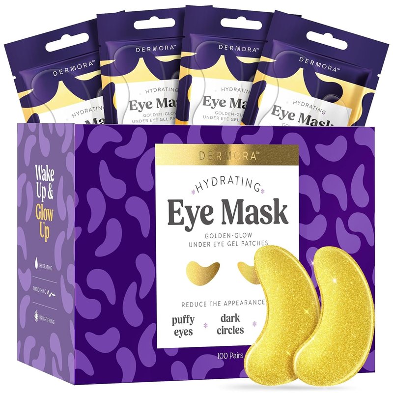 Golden Glow Under Eye Patches - Hydrating Soft Gel Masks for Puffiness, Dark Circles & Fine Lines | 100 Pairs
