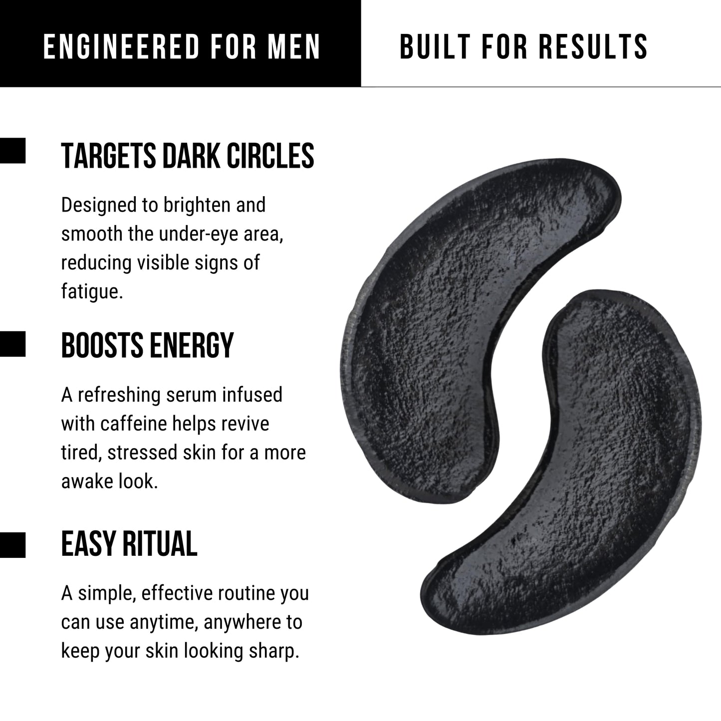 Face Armor Under Eye Patches for Men – Sweat-Resistant Eye Masks with Charcoal & Caffeine | Tighten Skin, Reduce Puffiness & Dark Circles | Gym, Sports & Travel Use (6 Pairs)