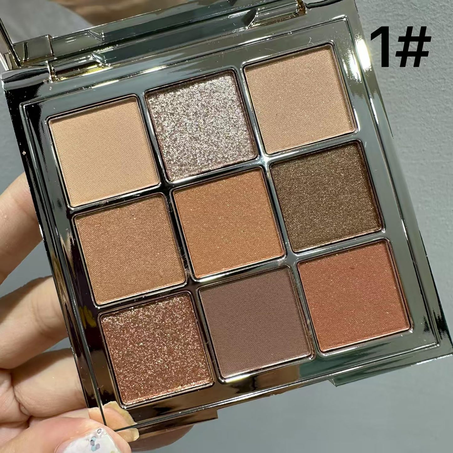 XFEXM 9 Colors Eyeshadow Palette, Matte & Shimmer & Glitter Eye Shadow, Highly Pigmented Silky Smooth Powder Waterproof Long Lasting Makeup Palettes. (Color 1)