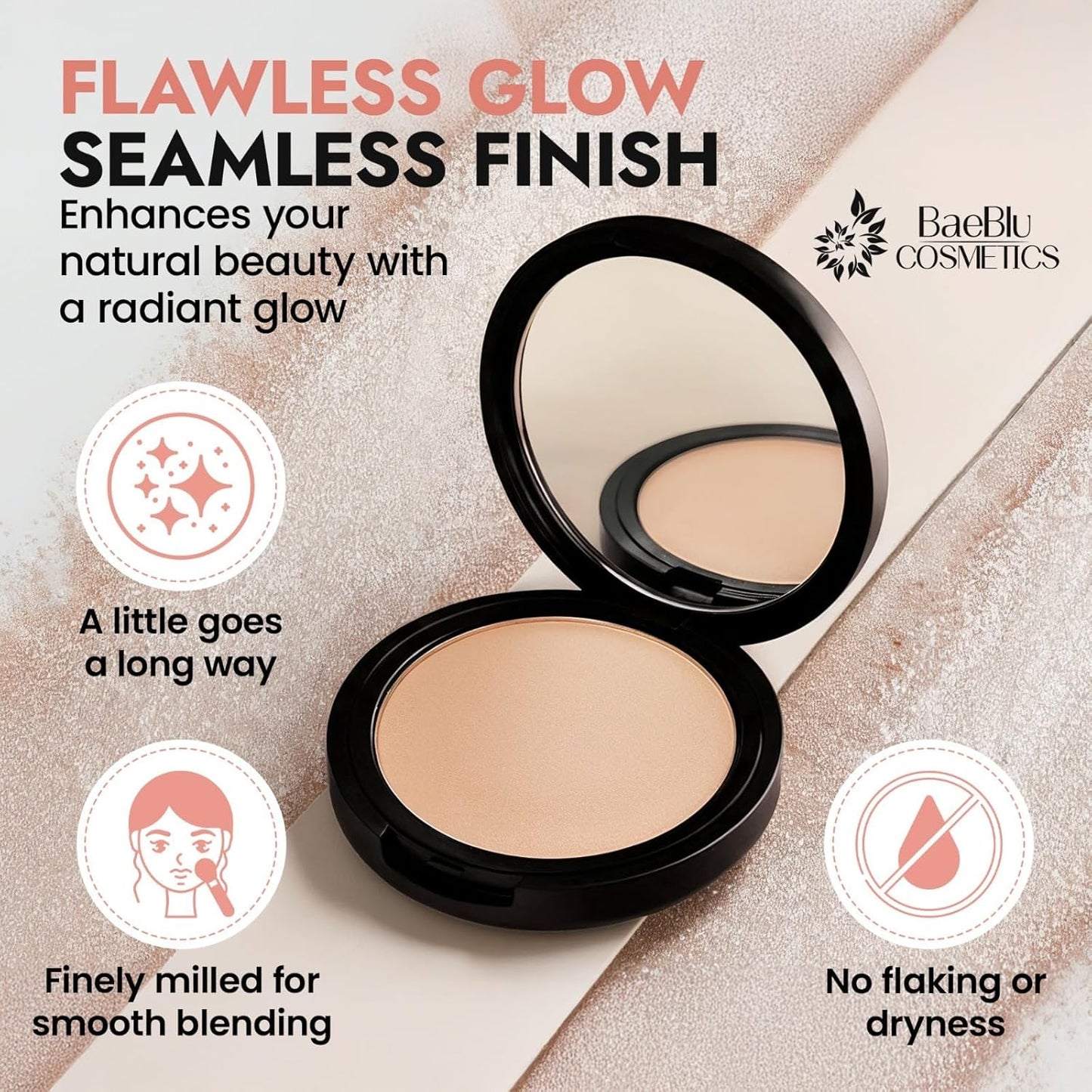 Organic Highlighter Makeup Powder - Talc-Free Vegan Shimmer for Face, Body & Collarbone | Lightweight Diamond Dust Finish