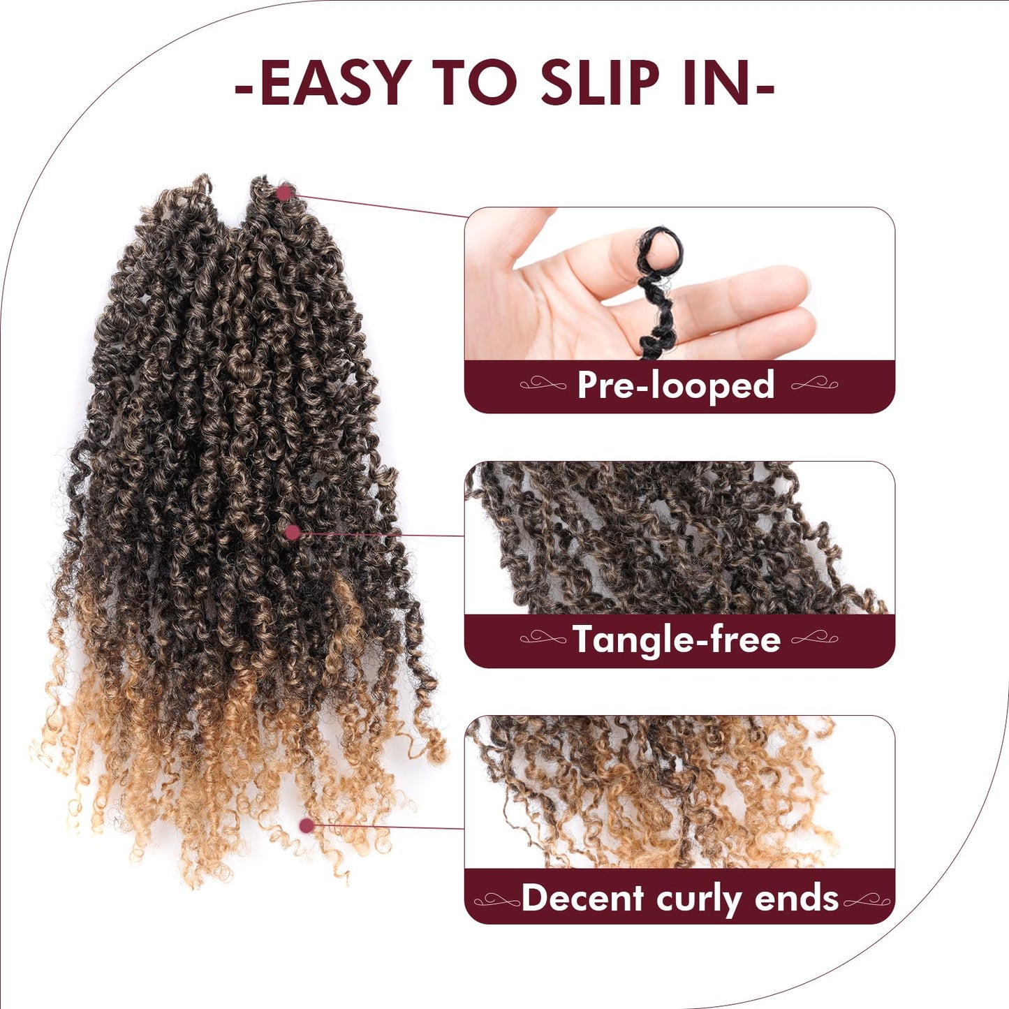 GIX Yanky Twist Crochet Hair - 6 Inch 8 Packs (30 Strands/Pcs) Ombre Blonde Pre-twisted Fluffy Spring Mini Twist Short Bob Passion Twist, Crochet Braids Braiding Hair (6 Inch, T27-8P)
