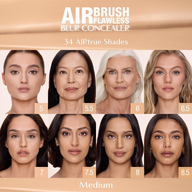 Charlotte Tilbury AIRbrush Flawless Blur Concealer - Concealer for Dark Circles, Blemishes & More - Hydrating, Full Coverage with a Natural Matte Finish - 8 Medium