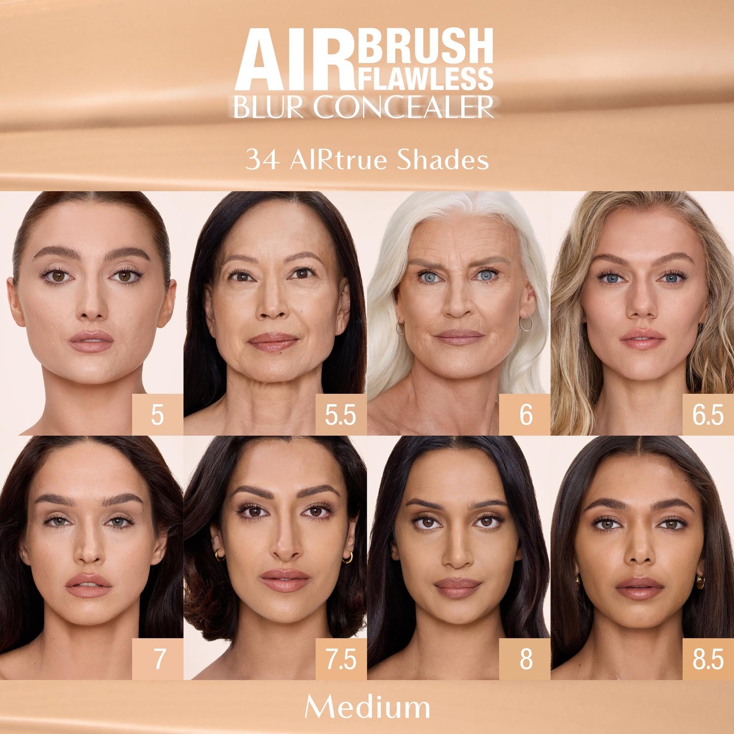 Charlotte Tilbury AIRbrush Flawless Blur Concealer - Concealer for Dark Circles, Blemishes & More - Hydrating, Full Coverage with a Natural Matte Finish - 6 Medium