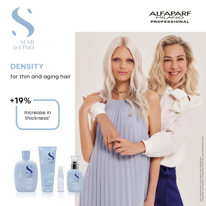 Alfaparf Milano Semi di Lino Density Thickening Cream for Thin Hair - Thermal Protection - Builds Body, Plumps Hair - Volumizing Hair Product – Revitalized, Youthful, Thicker Hair - Vegan (4.23 Oz)