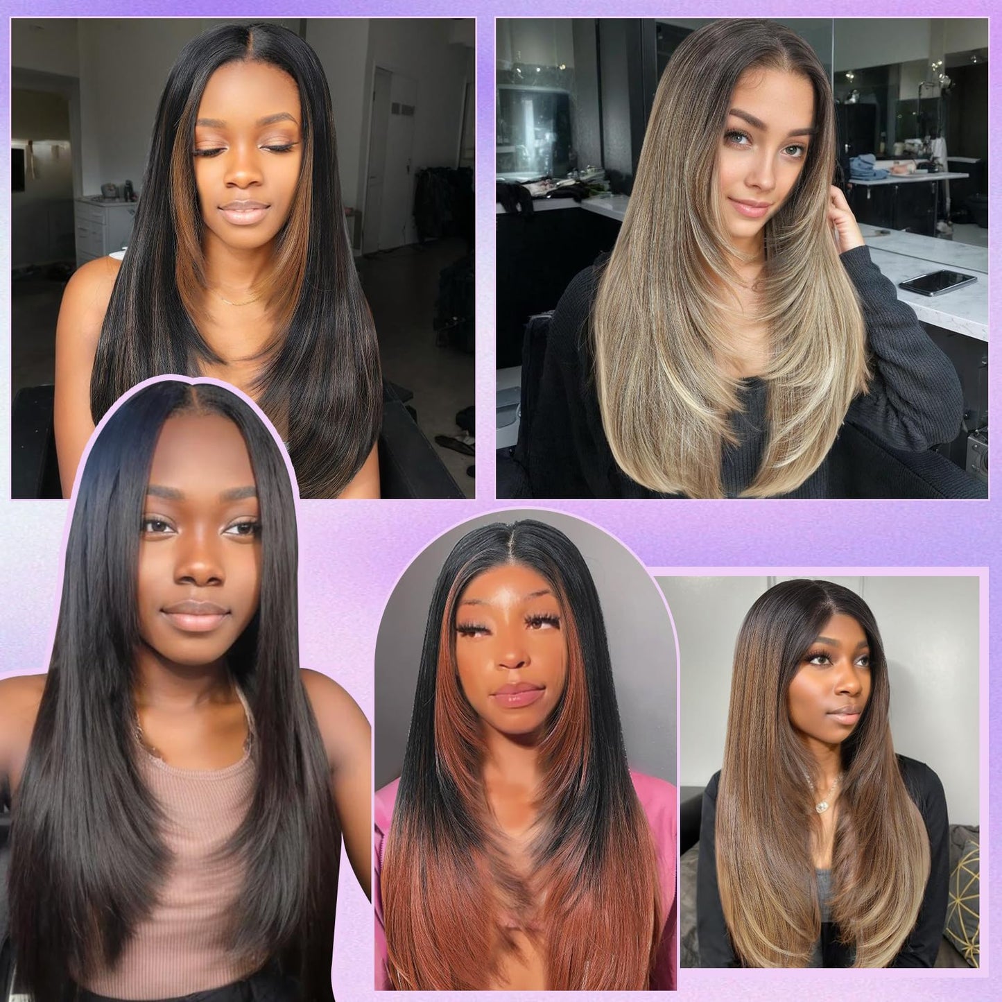KPROYU Synthetic Lace Front Wig Pre Cut Lace Glueless Wig Wear And Go 13X4X1 Inch HD Lace Layered Wig Pre Plucked Glueless Synthetic Wigs For Women Auburn Brown Black Root（2/30） 26 Inch
