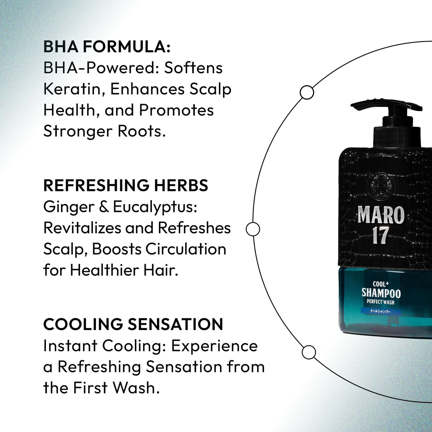 MARO17 Perfect Wash Cool+ Men’s Shampoo – Refreshingly Cool Shampoo with Original Collagen Peptide Formula, Deep Scalp Cleansing power for Oily Hair, Helps Control Odor and Refresh Scalp for Daily Use