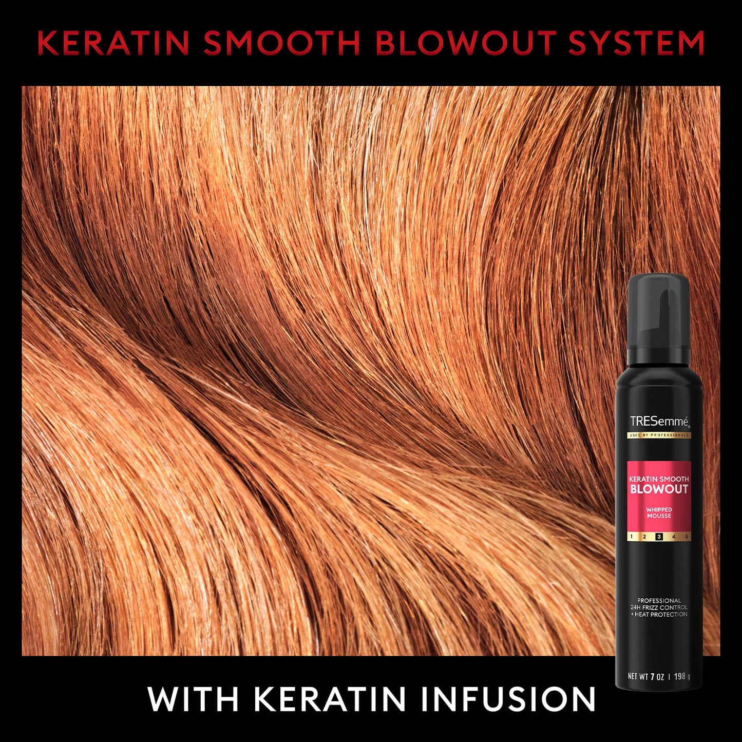 TRESemmé Keratin Smooth Blowout Hair Styling Bundle – Mousse + Finishing, Protecting Heat & Shine Sprays, Frizz Control