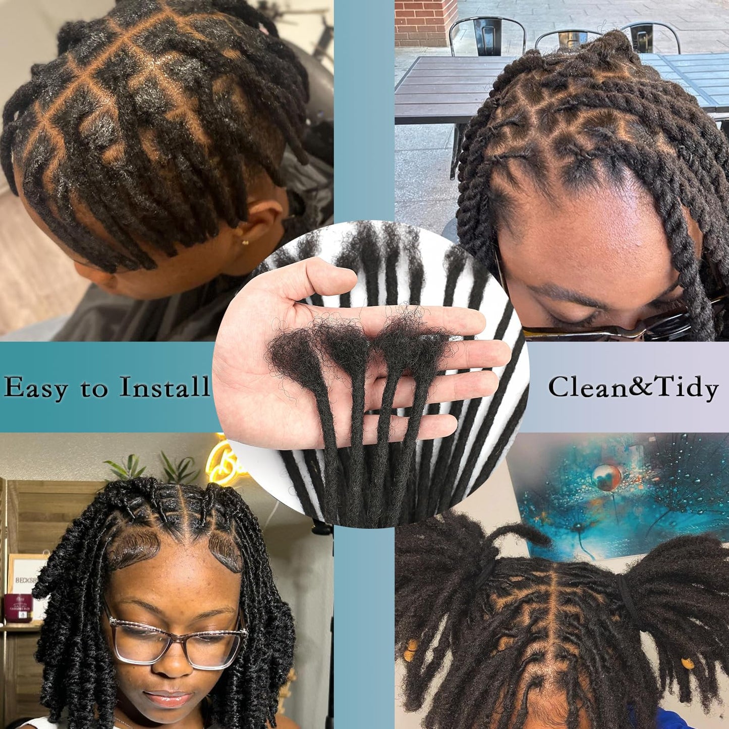 Locs Extension Human Hair 8 Inches 30 Str Dreadlock Extension 100% Full Handmade Locs Extension for Woman/Man/Kids 0.6cm Dreadlocs Human Hair Can be Curly and Dyed
