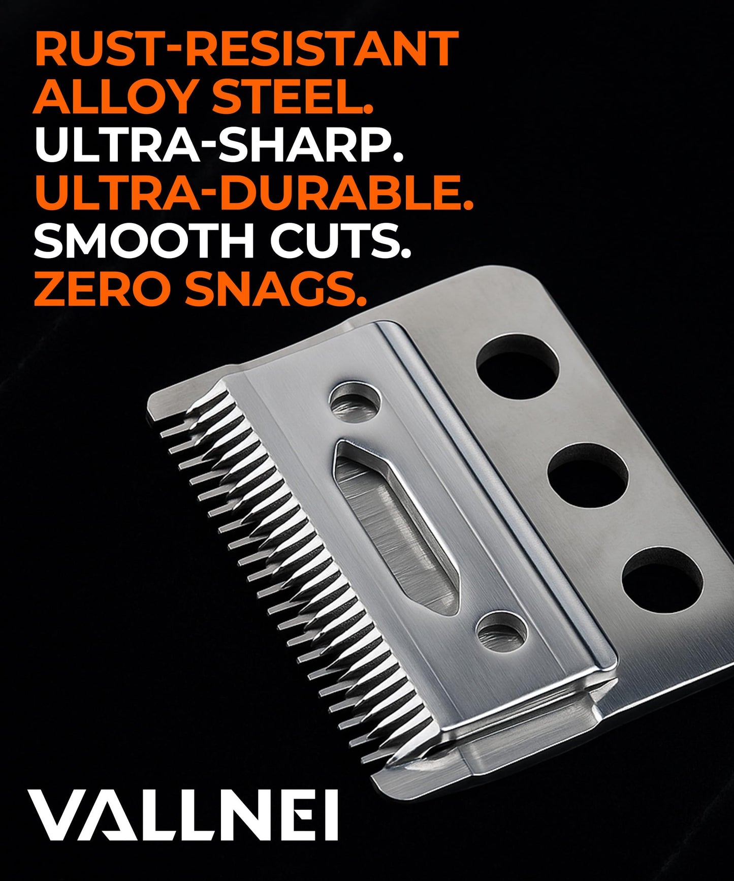 Professional 3-Hole Adjustable Clipper Blade Replacement Compatible with Wahl Designer, Senior, Cordless Designer, Pilot & Sterling Clippers, 1–3 mm Fade Blade