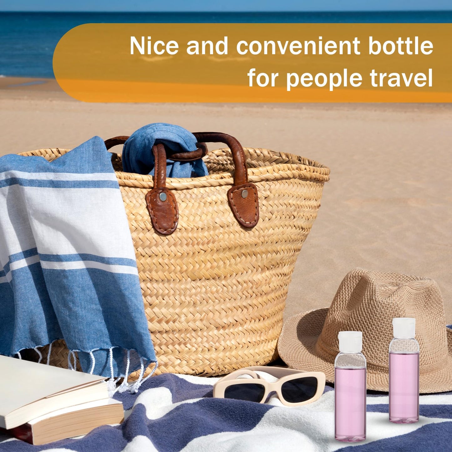 Dimeho 100 Pcs Travel Bottles, 2 oz Plastic Bottles with Flip Cap TSA Approved Leak Proof Empty Refillable Travel Size Cover Cap Portable Dispensing Squeeze Containers for Toiletries Travels Liquid