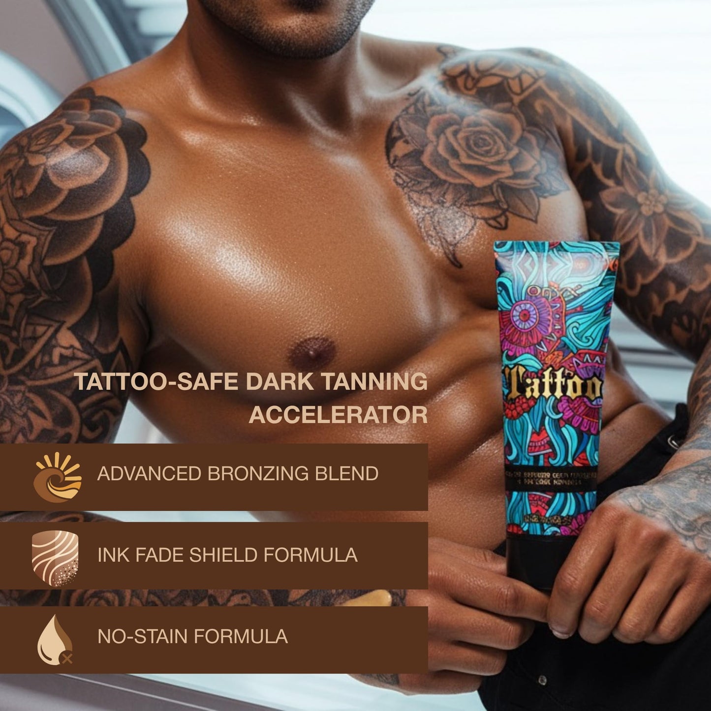 Onyx Tattoo Tanning Lotion - Indoor Tanning Accelerator with Bronzer and Tattoo Fade Protection Formula - Dark Tan for Tanning Beds and Hydrating Fade Defense | Long-Lasting Results | 8.5 Fl Oz