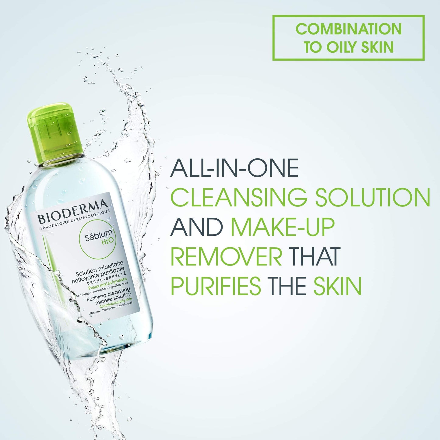 Bioderma Sébium H2O Micellar Water, Duo Pack Cleansing and Makeup Removing Gentle Face Cleanser for Combination to Oily Skin, 33.4 Fl Oz