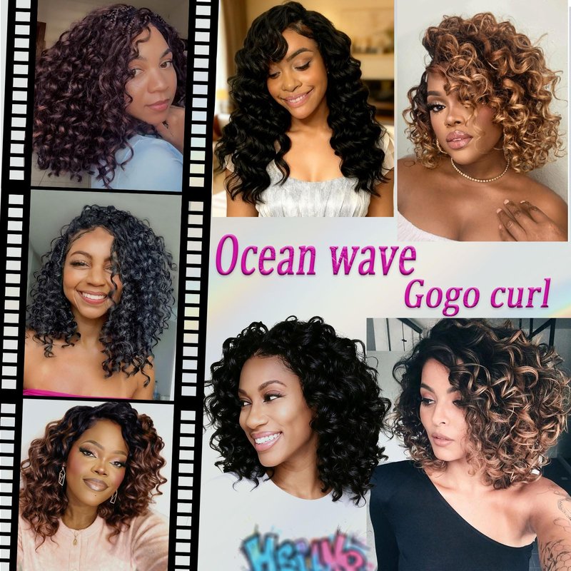 GoGo Curl Crochet Hair for Black Women 10 Inch Auburn Ginger Ocean Wave Crochet Braids Deep Water Wave Beach Curl Curly Crochet Hair Soft as Human Hair 7 Packs Synthetic Hair Extensions 350