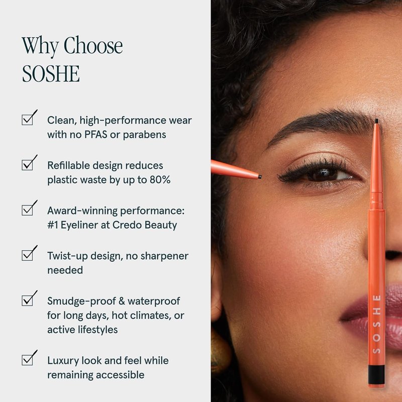 Waterproof Precision Eyeliner - 1.5mm Smudge-Proof Gel Liner | Easy Refills, Cruelty-Free (Lovesick - Burgundy Brown)