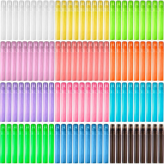 Patelai 108 Pieces 10 ml Spray Bottles Plastic Perfume Bottles Empty Fine Mist Perfume Bottle for Essential Oils Supplies(Assorted Color)