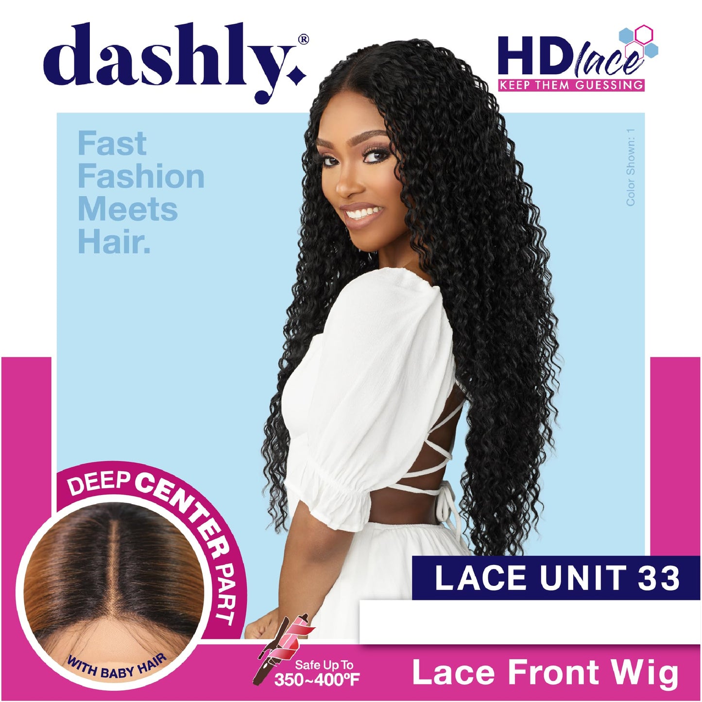 Sensationnel Dashly Wig - Unit 33 Non Lace Cap Ready to Wear Ear to Ear Lacepart Synthetic (1B OFFBLACK)