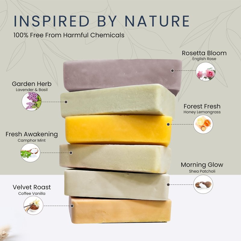 Yuvora 6 Pcs Men Natural Handmade Body Soaps 5 OZ Pack Set Rugged Essence Long lasting Fragrance Luxurious Scents with Natural Ingredients – Sulfate & Paraben Free, Vegan Soap