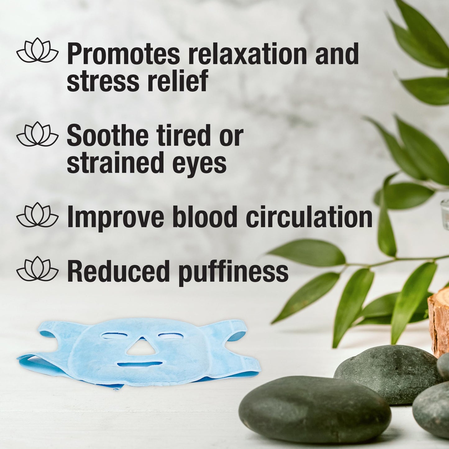 Eurow Luxe Hot & Cold Gel Face Mask with Dual-Sided Comfort, Adjustable Straps, Reusable for Stress Relief, Reducing Puffiness, and Relaxation, Full Coverage, Ideal for Soothing Eyes and Skin, Blue