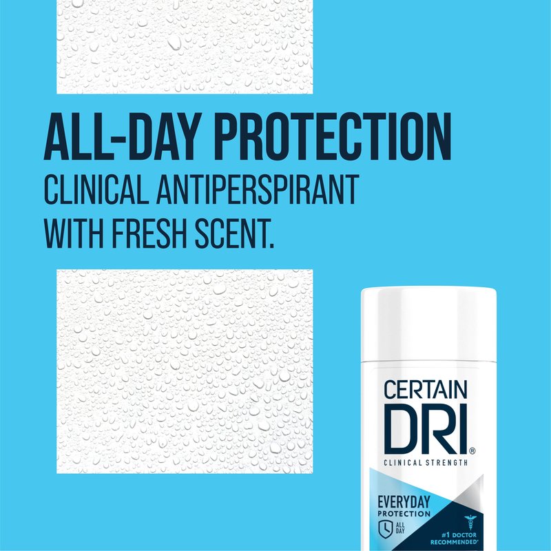 Certain Dri Everyday Strength Clinical Antiperspirant - 72-Hour Sweat & Odor Protection for Excessive Sweating - Strong Deodorant for Men & Women, Fresh Scent, Underarm Sweat Control - 2.6 oz (3 Pack)