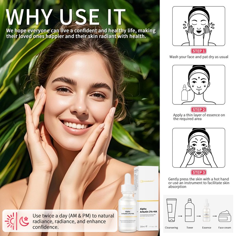 Alpha Arbutin 2% Serum for Dark Spots, Acne Scars, Pore Minimizer, Hydration & Removing Pigmentation - Hyaluronic Acid Serum, 1 Pcs 30 ML- 1 Fl Oz