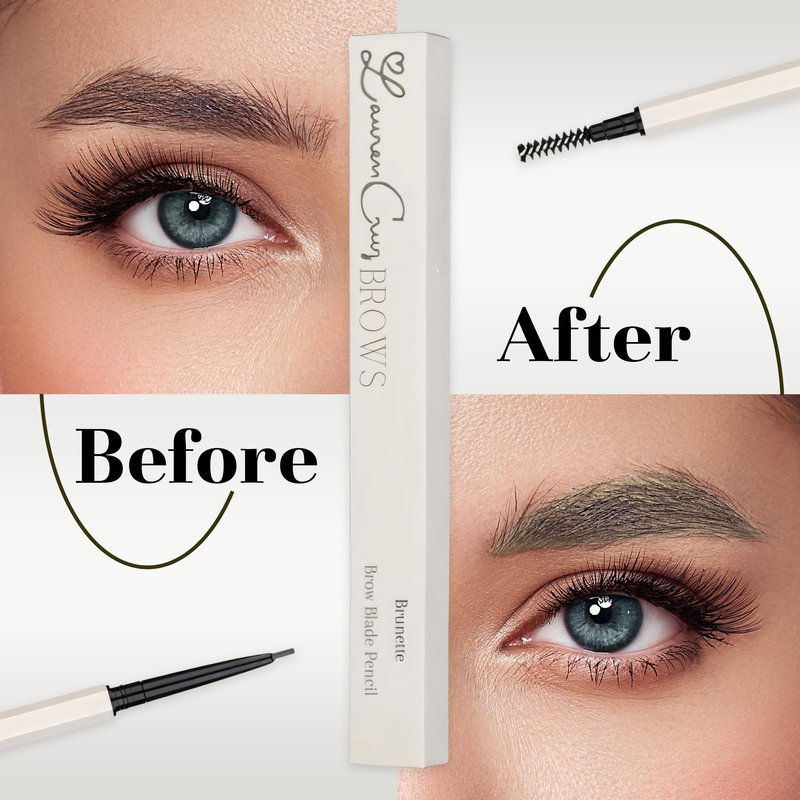 Eyebrow Pencil Make Up for Women - Long-lasting and Waterproof Eyebrow Pencil by Lauren Cruz - Dual-Ended Eyebrow Pen with Micro-tip and Spoolie -Fuller Look Brow Pencil - Brunette