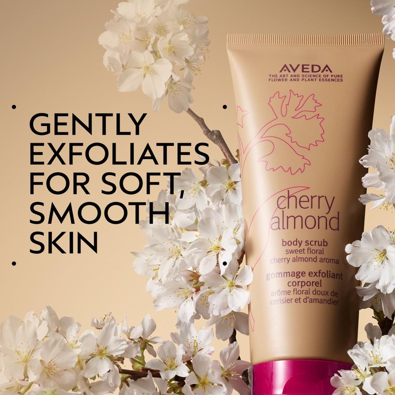 Aveda Cherry Almond Body Scrub | with Sweet Almond Oil, Cherry Blossom Extract | Sweet Floral Aroma of Tonka Bean, Certified Organic Orange, Ylang Ylang | 98% Naturally Derived*, 6.7 Fl Oz