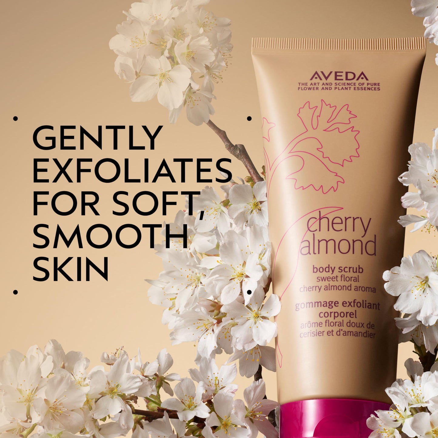 Aveda Cherry Almond Body Scrub | with Sweet Almond Oil, Cherry Blossom Extract | Sweet Floral Aroma of Tonka Bean, Certified Organic Orange, Ylang Ylang | 98% Naturally Derived*, 6.7 Fl Oz