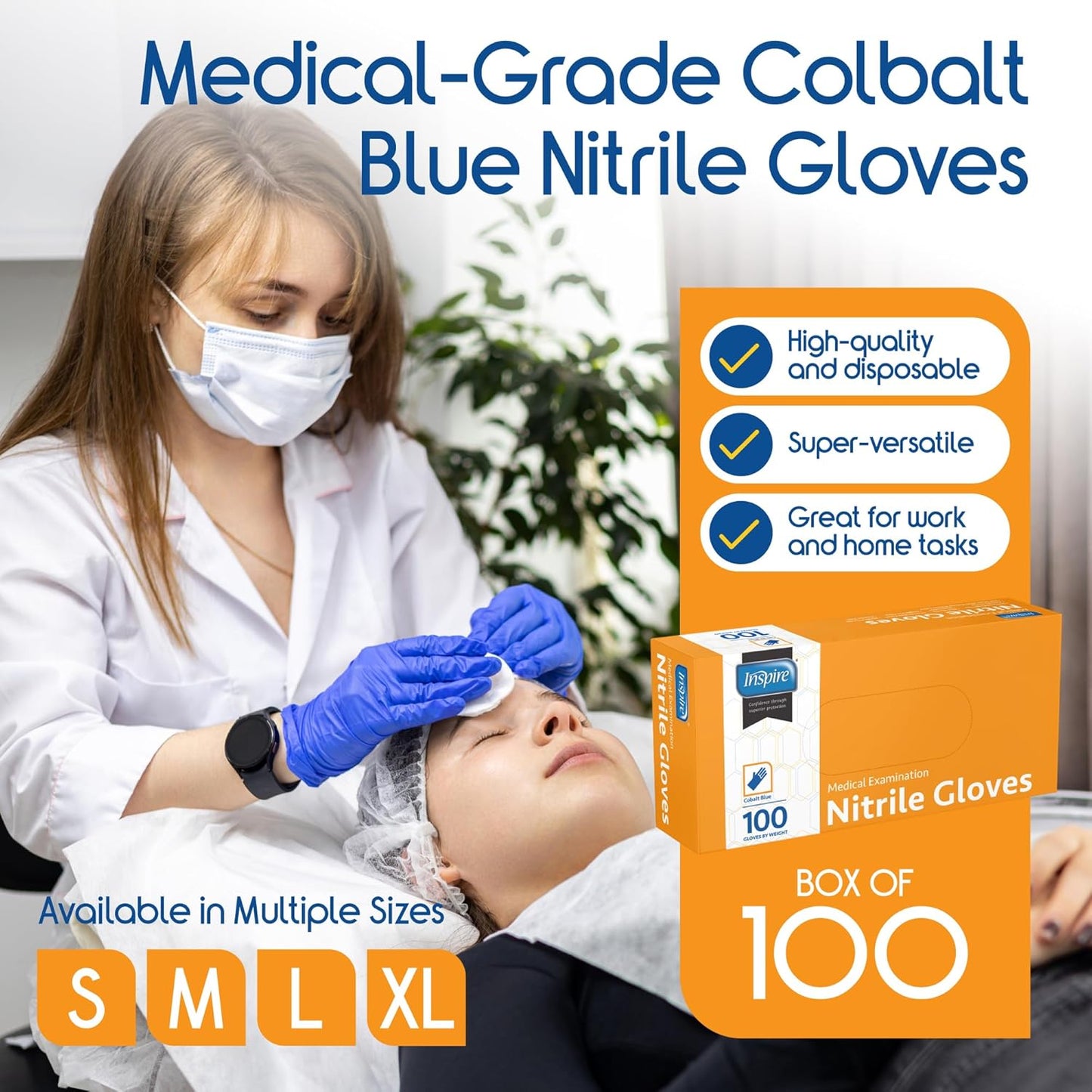 Cobalt Blue Nitrile Disposable Gloves - 4.5 Mil Thickness | Safety Medical Exam & Cleaning Use