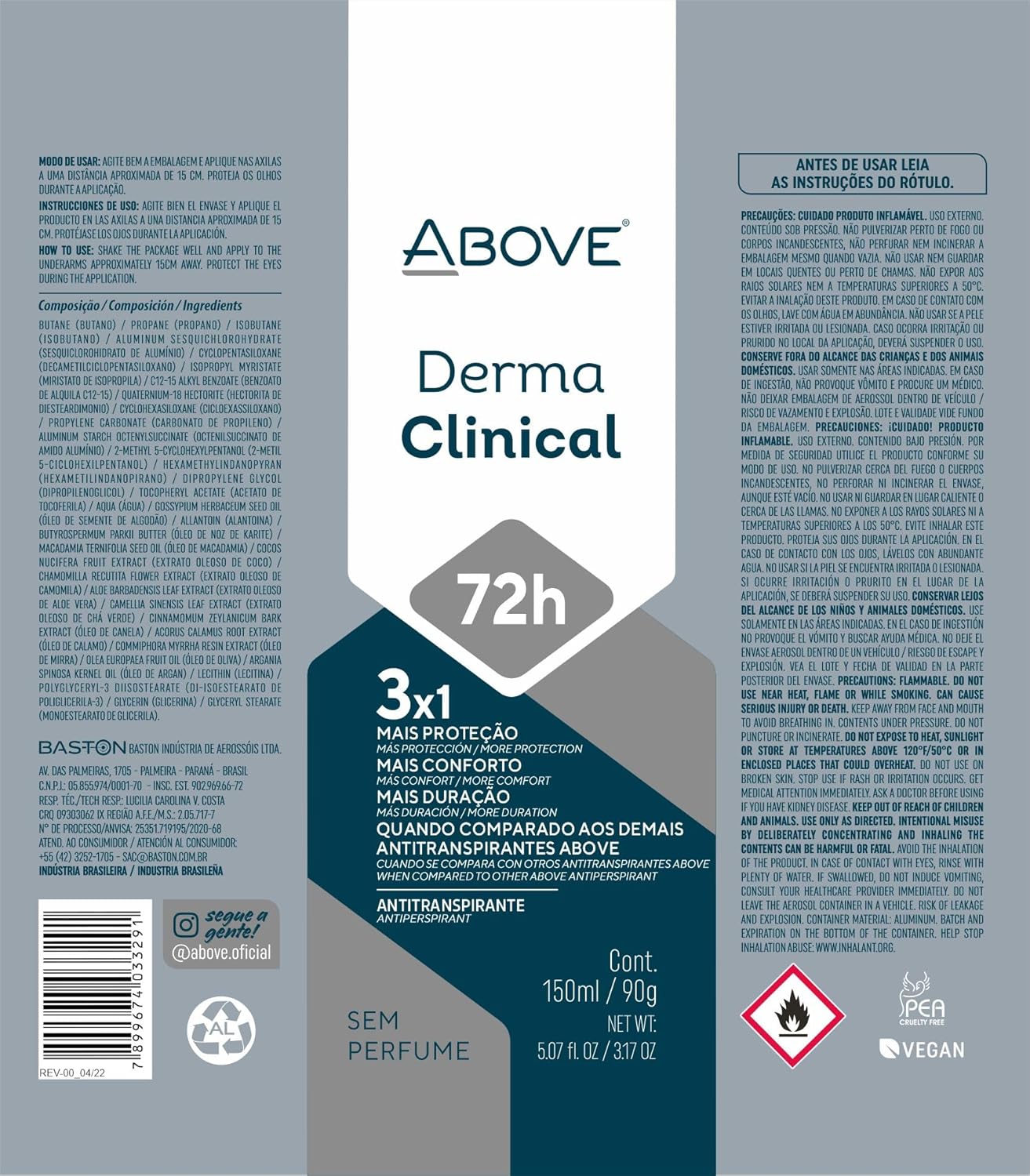 72-Hour Antiperspirant Deodorant Spray for Women - Derma Clinical | 3.17 oz, Long-Lasting Protection