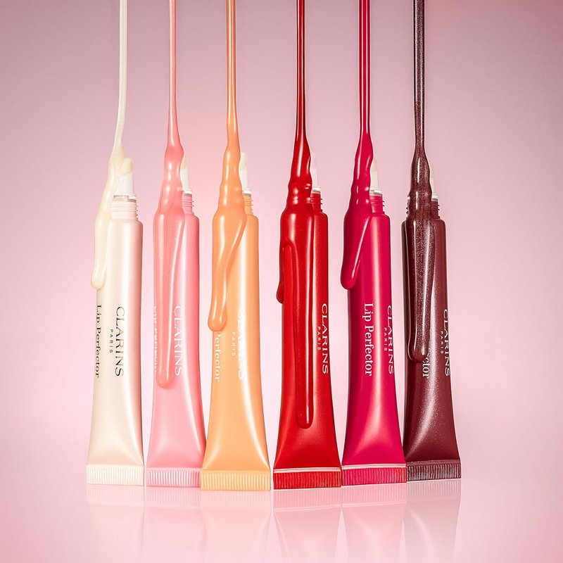 Clarins Lip Perfector - Peptide Plumping Hydrating Lip Gloss | Non-Sticky Shine & Sheer Shimmer Finish | 0.35 Ounces