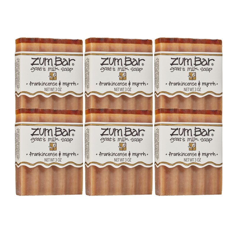 Zum Indigo Wild Goat's Milk Soap Bar - Bar Soap for Hands & Body Made with Essential Oils - 3 oz - Frankincense & Myrrh (6 Pack)