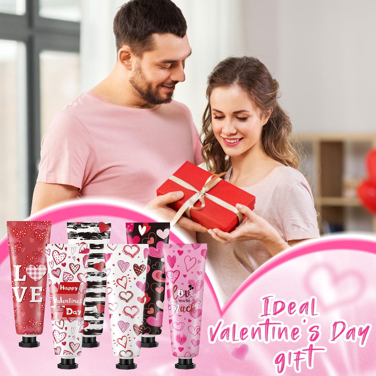 72 Pcs Valentine's Day Hand Cream Gift Bulk Valentine Gift Basket Stuffers Love Heart Moisturizing Galentine's Hand Lotion Bulk Small Dry Cracked Care Cream for Women Friends Seniors Clients, 30 ml