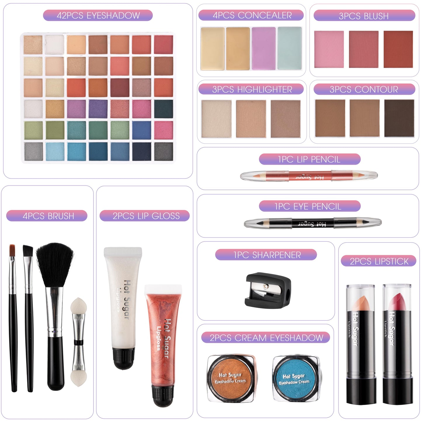 Hot Sugar Make Up Kit for Girls 13-15, Beauty Box for Birthday Parties Makeovers & Christmas (Sticker)