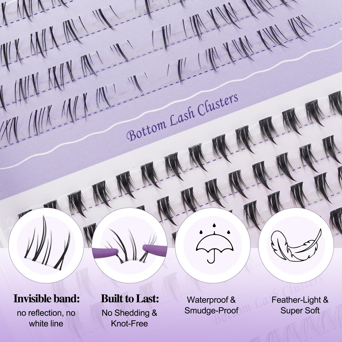 B&Q Volume Lash Clusters Kit 280PCS Lash Extension Kit Thick 3D Wispy DIY Eyelash Extension Set with Individual Lashes, Lash Bond and Remover,Tweezers(150D)