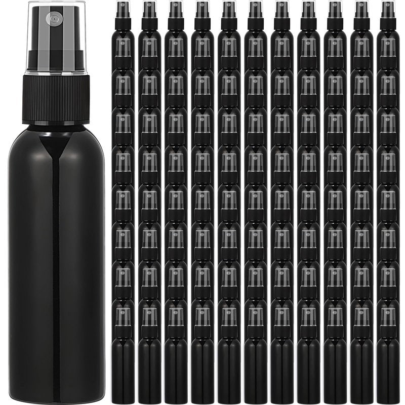 Tanlade 100 Pcs 2oz Small Spray Bottles Refillable Mini Spritzer Clear Empty Plastic Spritz Bottle Refillable Reusable Travel Size Mist Sprayer for Travel Cleaning Perfume Liquid(Black)