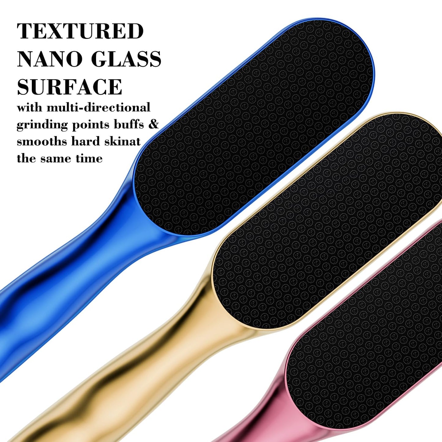 Nano Glass Foot File, Foot Callus Remover & Foot Scrubber for Smooth Feet, Professional Pedicure Tool (Heel Socks & Cracked Heel Stick Included), Pink