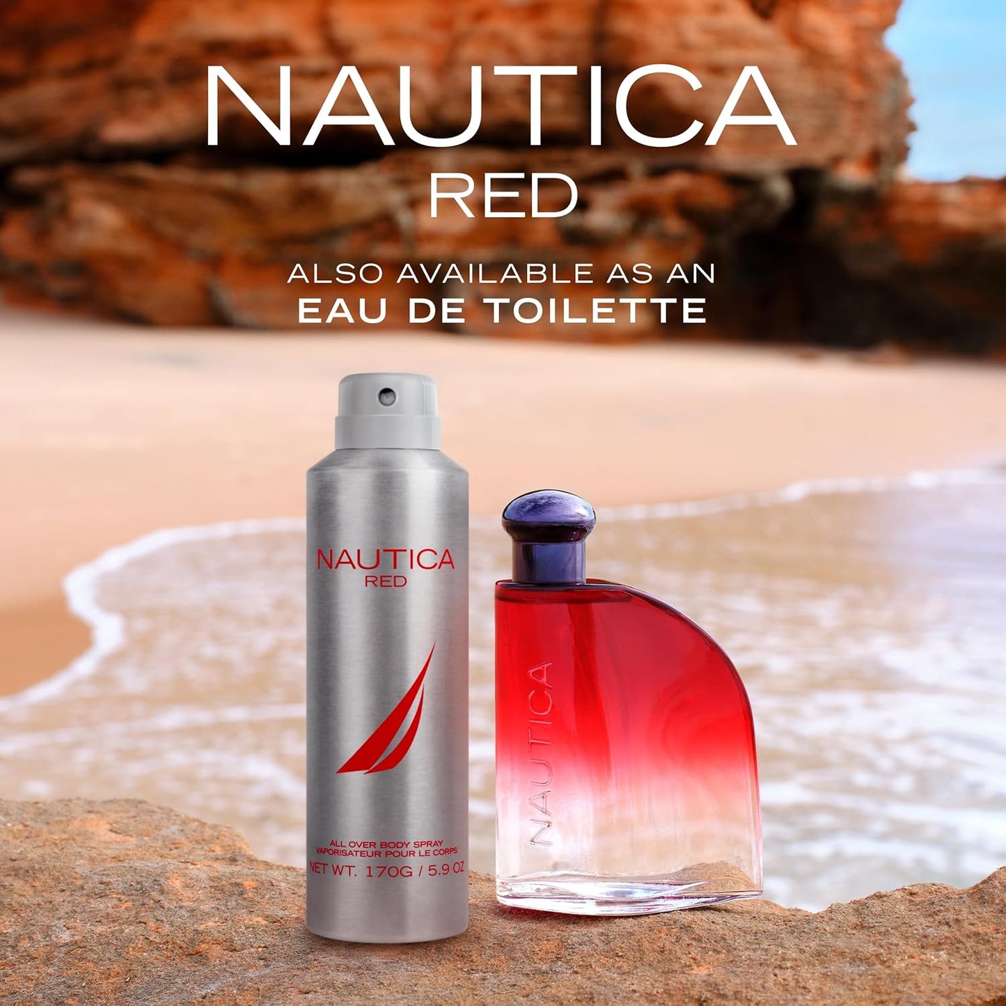 Nautica Men's Fragrance Set - Red EDT 1.6 fl oz & Body Spray 5.9 oz | Aromatic Fougere with Black Pepper, Lavender & Rosemary