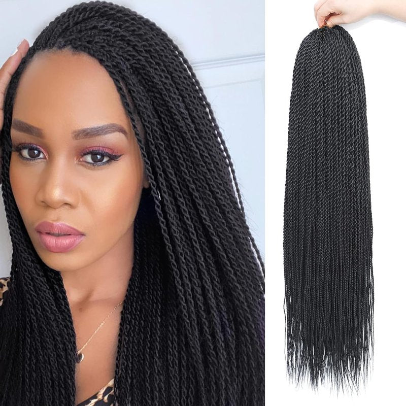 Senegalese Twist Crochet Hair - 24 Inch Pre-Looped Synthetic Braids for Black Women | 8 Packs, 35 Strands Each