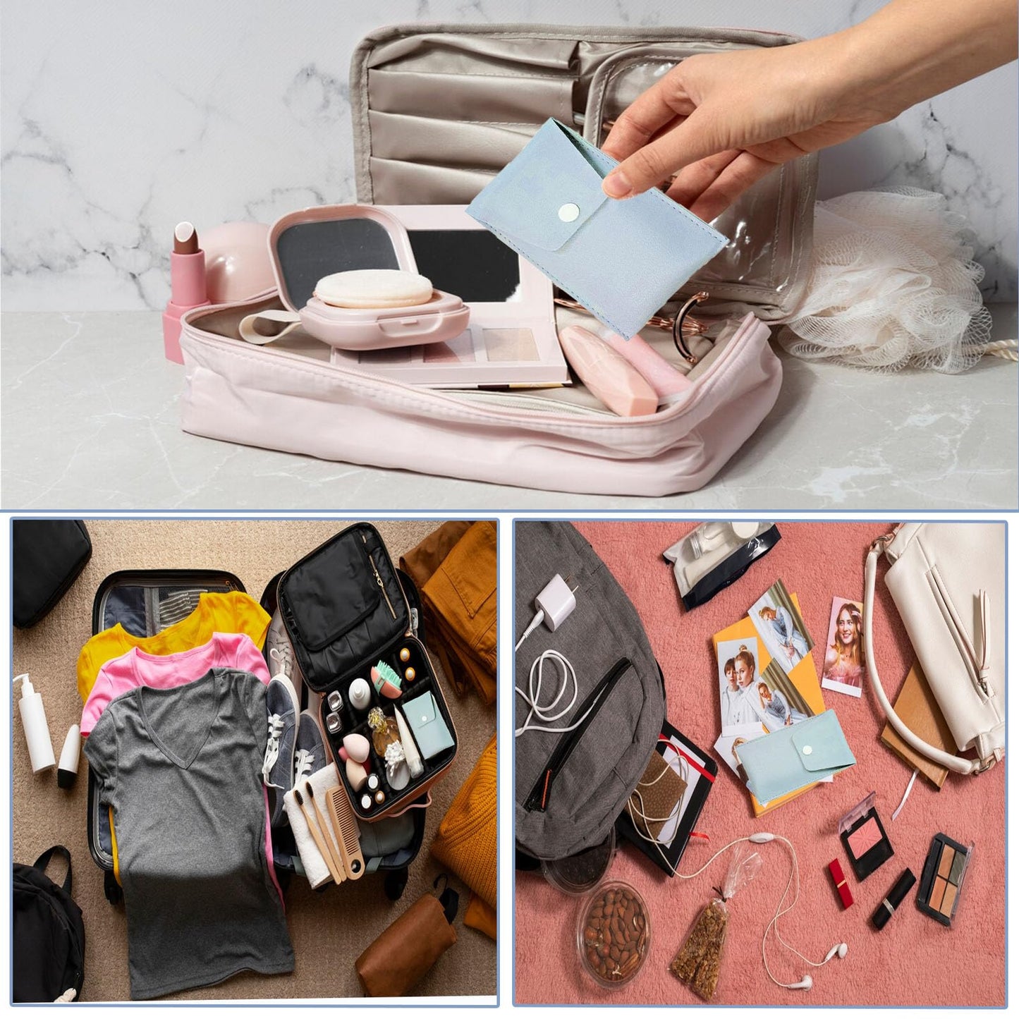 16 Sets Travel Makeup Brush Set Bulk Brushes Bag Mini Face Make up Brushes Brushes Bag for Makeup Party Favors Wedding Bridal Shower Favors Bridesmaid Gift Bachelorette Party Gift(Blue)