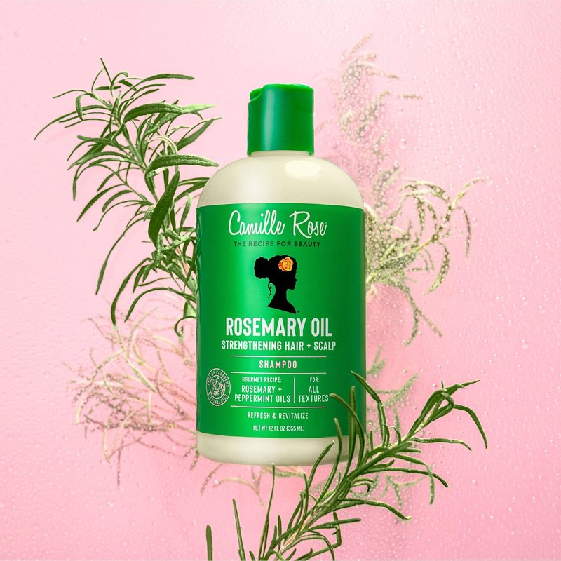 Camille Rose Shampoo, Rosemary Oil Strengthening Hair + Scalp – Helps Remove Build Up from Hair Products, Supports the Look of Thicker, Stronger Growth, 12 Oz
