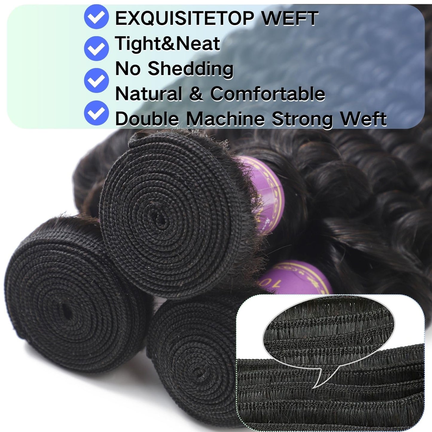 Deep Wave Human Hair Bundles 22 Inch Brazilian Deep Wave Bundles Hair 100% Unprocessed Virgin Deep Curly Human Hair Water Wave Double Weft Deep Wave Hair Bundles Natural Black