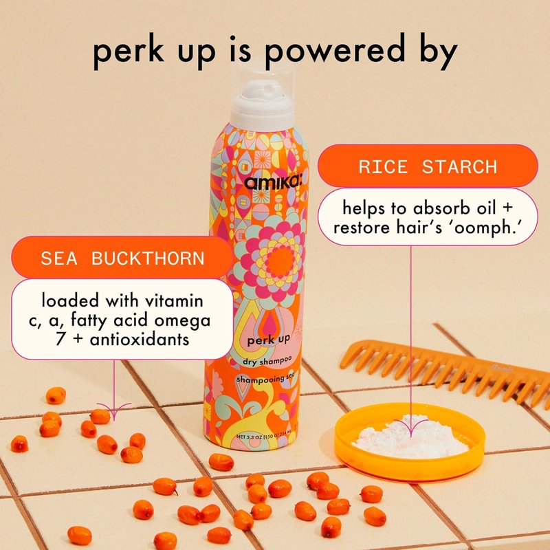 Amika Perk Up Talc-Free Dry Shampoo - Refreshing Oil Absorption | No White Residue, Voluminous Lift for All Hair Types