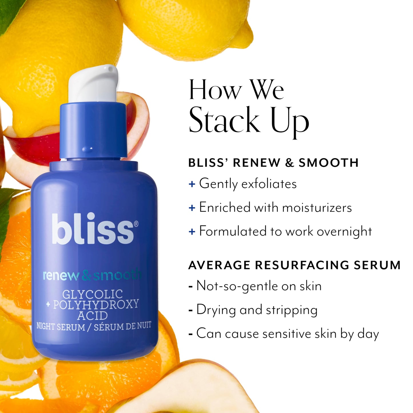 Bliss Renew & Smooth Face Serum & BlissPro Liquid Exfoliant- Nightly Use AHA Glycolic serum & Exfoliating Treatment- Exfoliate, Brighten, and Smooth Skin - Vegan & Cruelty-Free