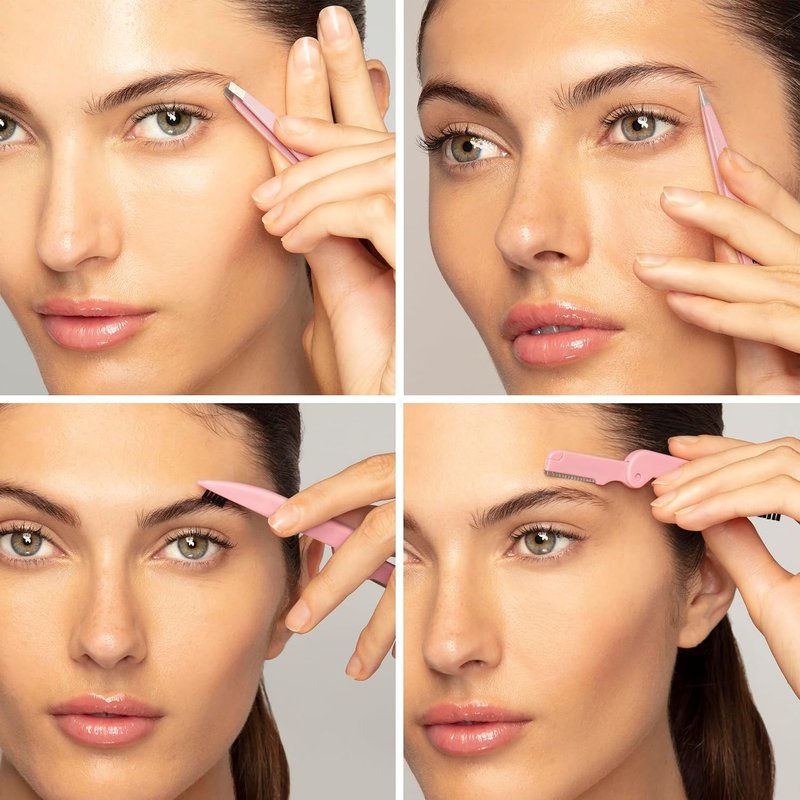 Tweezerman Brow Sculpting Set - Exclusive Tea Rose Tweezers & Brush