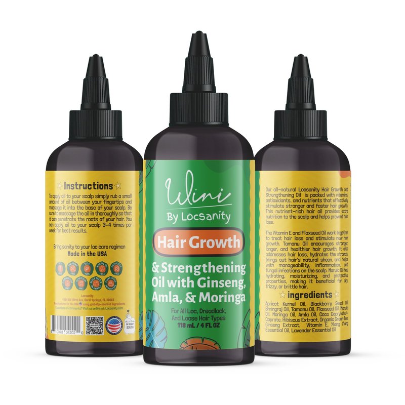 Wini by Locsanity Hair Growth Oil for Locs, Dreadlocks, Dreads, Loose Natural Hair - Blackberry, Alma, Moringa, Tamanu, Flax Seed, Ginseng, Hibiscus, Bhringraj 100% Narural Vegan 4 OZ
