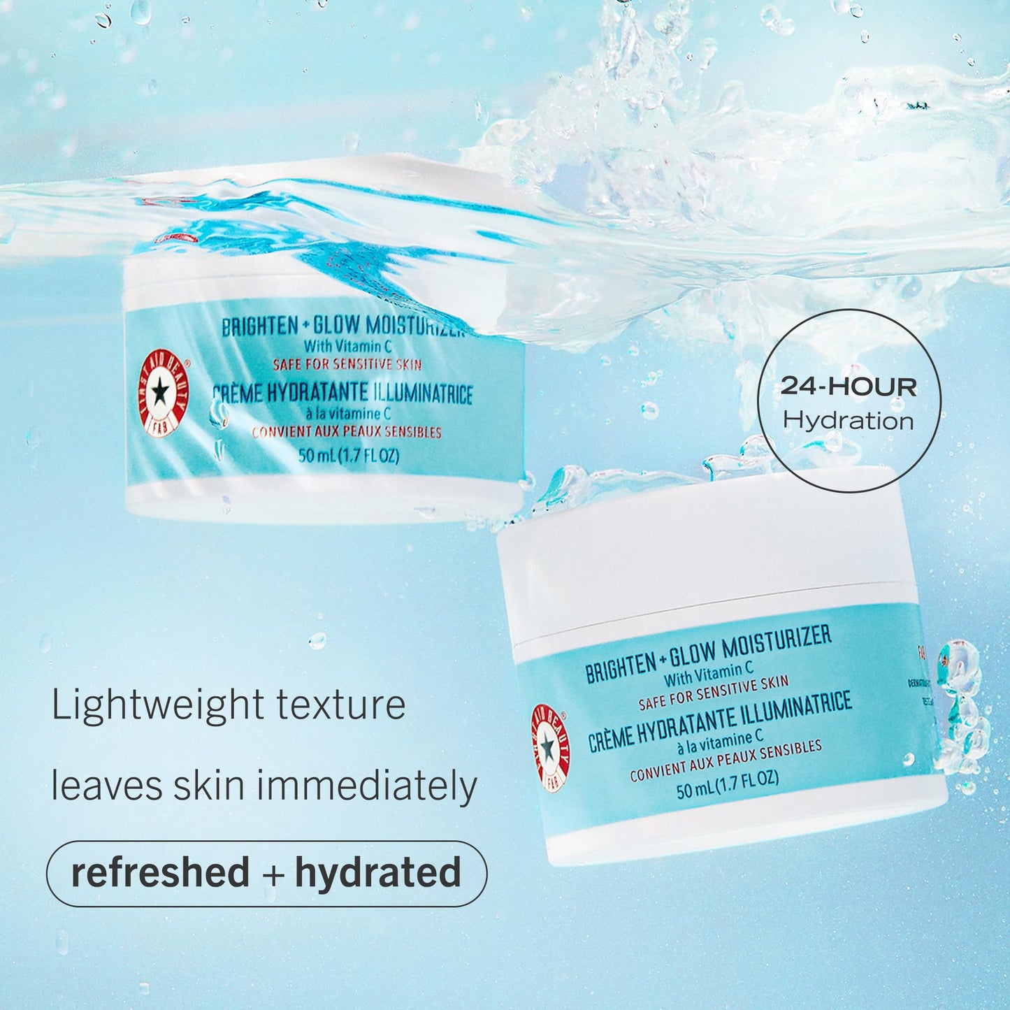 First Aid Beauty Vacation Glow Virtual Bundle: Exfoliate, Hydrate, and Brighten Skin with Facial Radiance Pads (60 ct), Bronze + Drops with Niacinamide (0.5 oz), Brighten + Glow Eye Cream (1.7 oz)
