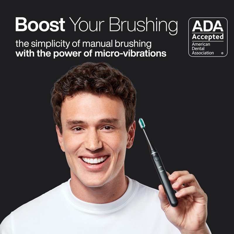 Aquasonic Icon ADA-Accepted Rechargeable Toothbrush | Magnetic Holder & Slim Travel Case | 2 Brushing Modes & Smart Timers | Gentle Micro-Vibrations(Onyx)