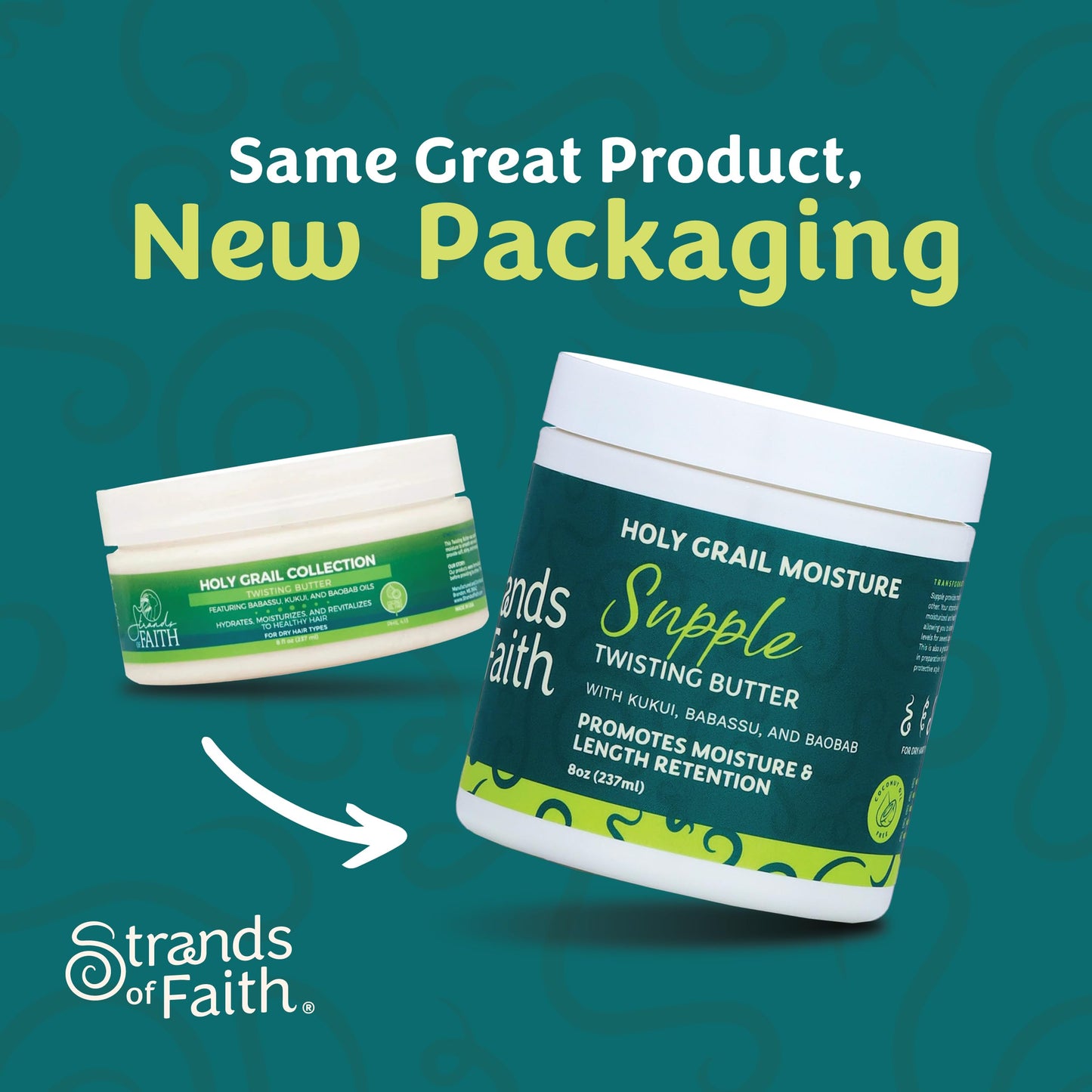 Strands of Faith Moisturizing Supple Twisting Butter | Holy Grail Collection | Including Babassu, Kukui, and Baobab Oil | Hydrates & Revitalizes to Healthy Hair | For Dry Hair Types