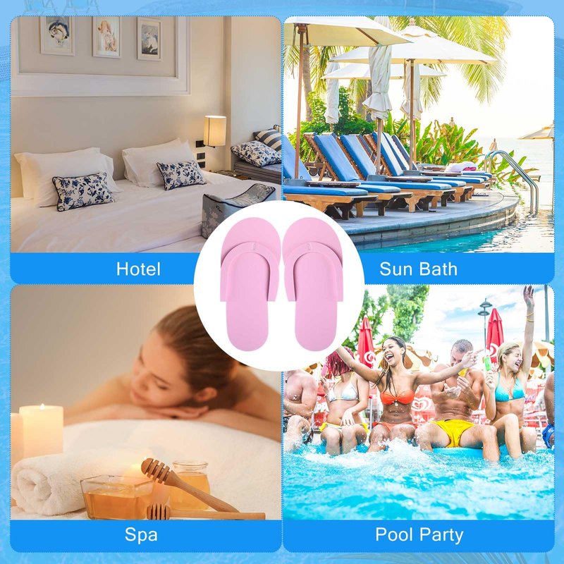 JenPen 60 Pairs Disposable Pedicure Slippers Foam Spa Pedi Flip Flops Bulk Foldable Pedicure Slippers Sandals Shoes for Guest Women Men Salon Spa Hotel Shower Foot Nail Party Supplies(Pink)